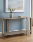 54" Natural Solid Wood Distressed Console Table With Shelf