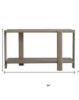 54" Natural Solid Wood Distressed Console Table With Shelf