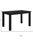 Five Piece Black Faux Marble Dining Set with Four Chairs
