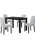 Five Piece Black Faux Marble Dining Set with Four Chairs