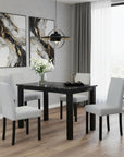 Five Piece Black Faux Marble Dining Set with Four Chairs