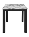 Five Piece White and Black Faux Marble Dining Set with Four Chairs