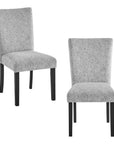 Set of Two Light Gray and Black Upholstered Fabric And Wood Dining Side Chairs
