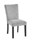 Set of Two Light Gray and Black Upholstered Fabric And Wood Dining Side Chairs