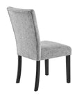 Set of Two Light Gray and Black Upholstered Fabric And Wood Dining Side Chairs
