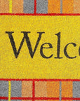 24" X 36" Gray Orange And Yellow Fall Plaid Welcome Outdoor Coir Door Mat