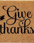 24" X 36" Natural And Brown Thanksgiving Give Thanks Outdoor Coir Door Mat