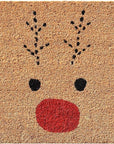 24" X 36" Brown Red And Black Christmas Reindeer Outdoor Coir Door Mat