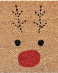24" X 36" Brown Red And Black Christmas Reindeer Outdoor Coir Door Mat