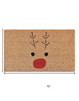 24" X 36" Brown Red And Black Christmas Reindeer Outdoor Coir Door Mat