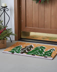 24" X 36" Brown Green And White Christmas Trees Outdoor Coir Door Mat