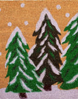 24" X 36" Brown Green And White Christmas Trees Outdoor Coir Door Mat
