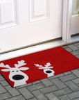 24" X 36" Red White And Black Christmas Reindeer Outdoor Coir Door Mat