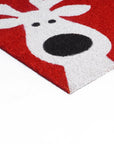 24" X 36" Red White And Black Christmas Reindeer Outdoor Coir Door Mat