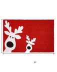 24" X 36" Red White And Black Christmas Reindeer Outdoor Coir Door Mat