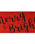 24" X 36" Red and Black Coir Merry and Bright Outdoor Christmas Door Mat