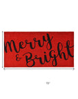 24" X 36" Red and Black Coir Merry and Bright Outdoor Christmas Door Mat