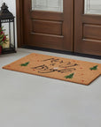 30" X 48" Brown Black And Green Christmas Merry and Bright Outdoor Coir Door Mat
