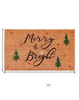 30" X 48" Brown Black And Green Christmas Merry and Bright Outdoor Coir Door Mat