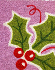 24" X 36" Pink Green And Red Christmas Outdoor Coir Door Mat