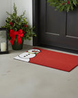 24" X 36" Red White And Black Christmas Snowman Outdoor Coir Door Mat