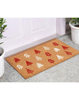 24" X 36" Brown Red And White Christmas Trees Outdoor Coir Door Mat