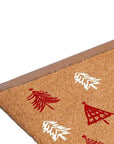 24" X 36" Brown Red And White Christmas Trees Outdoor Coir Door Mat