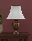 White Linen Piped Bell Lamp Shade