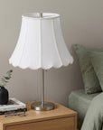 White Linen Piped Bell Lamp Shade