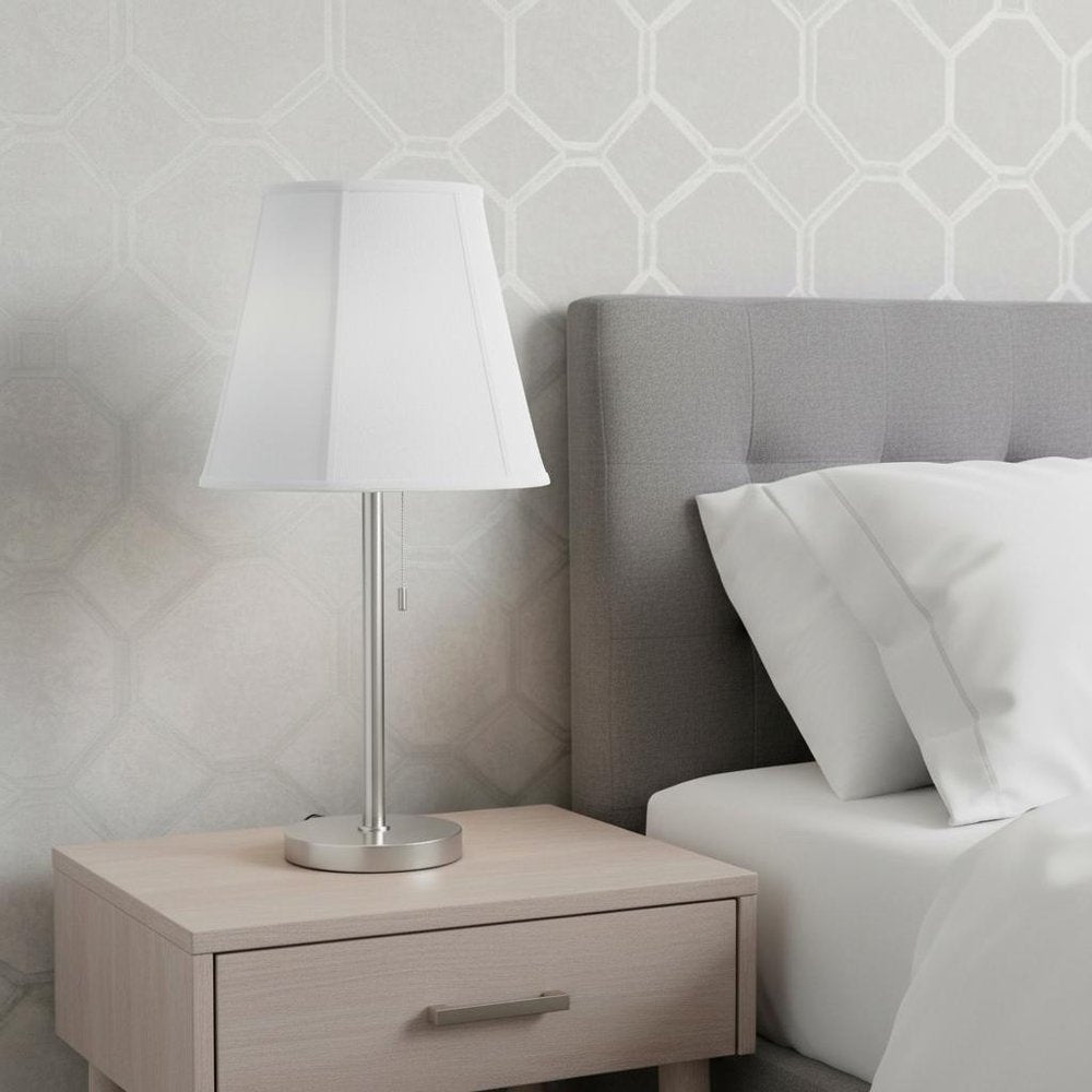 White Linen Piped Empire Lamp Shade