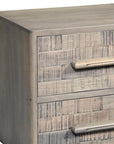 26" Gray Solid Wood Carved Geometric Two Drawer Nightstand