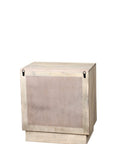 26" Gray Solid Wood Carved Abstract Two Drawer Nightstand