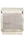 26" Gray Solid Wood Carved Abstract Two Drawer Nightstand