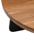 Set Of Two Natural and Black Solid Wood and Iron Round Cross Legs Coffee Table