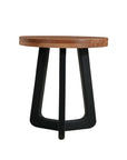 Set Of Two Natural and Black Solid Wood and Iron Round Cross Legs Coffee Table