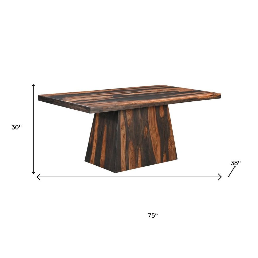 Seven Piece Brown Solid Wood Dining Set with Six Chairs
