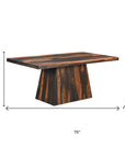 Seven Piece Brown Solid Wood Dining Set with Six Chairs
