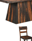 Seven Piece Brown Solid Wood Dining Set with Six Chairs