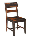 Seven Piece Brown Solid Wood Dining Set with Six Chairs