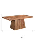 Seven Piece Brown Solid Wood Dining Set with Six Chairs and One Bench