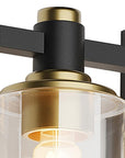 19" Black And Gold Steel And Glass Three Light Bath Bar Vanity Light