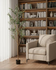 Set Of Two 84" Green Artificial Olive Trees in a Black Pot