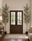 Set Of Two 84" Green Artificial Olive Trees in a Black Pot