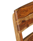 Seven Piece Brown Solid Wood Dining Set with Six Chairs and One Bench