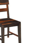 Seven Piece Brown and Black Solid Wood Dining Set with Six Chairs and One Bench