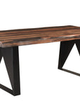 Seven Piece Brown and Black Solid Wood Dining Set with Six Chairs and One Bench