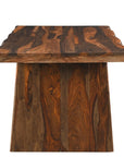 Seven Piece Brown Solid Wood Dining Set with Six Chairs and One Bench
