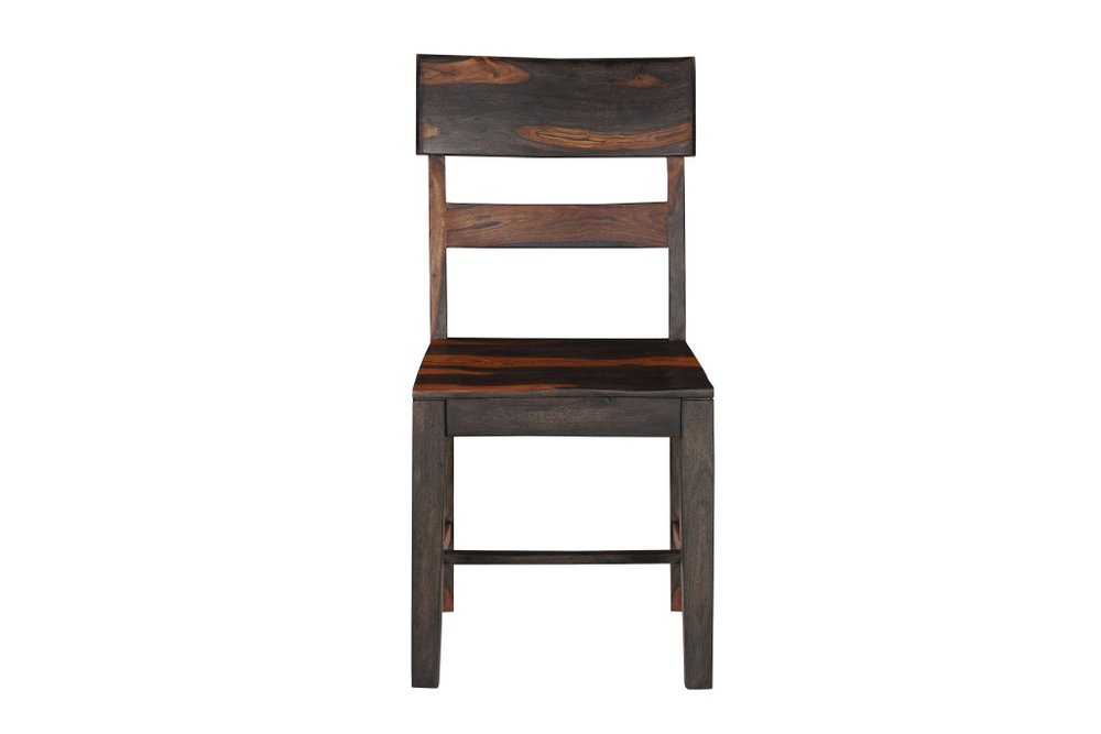 Seven Piece Brown Solid Wood Dining Set with Six Chairs and One Bench