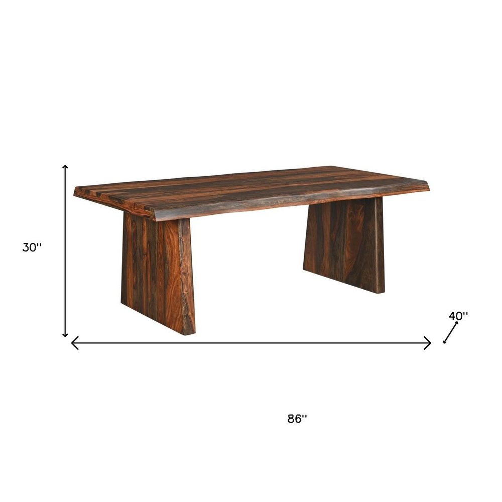 Nine Piece Brown Solid Wood Dining Set with Eight Chairs and One Bench