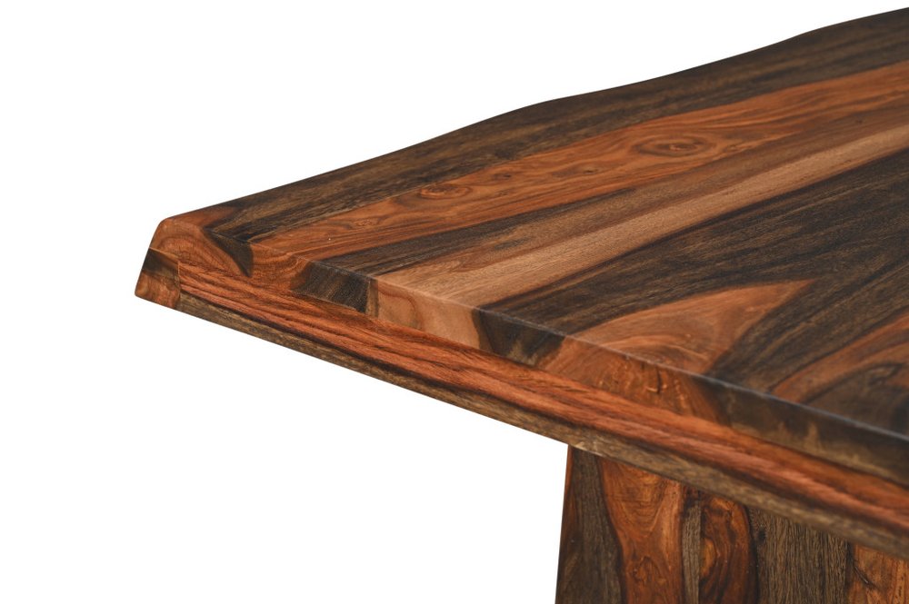 Nine Piece Brown Solid Wood Dining Set with Eight Chairs and One Bench